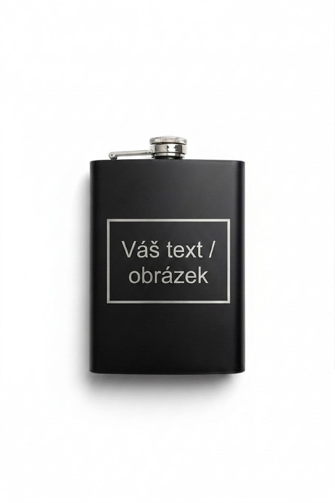 Černá placatka 200 ml s vlastním textem nebo obrázkem