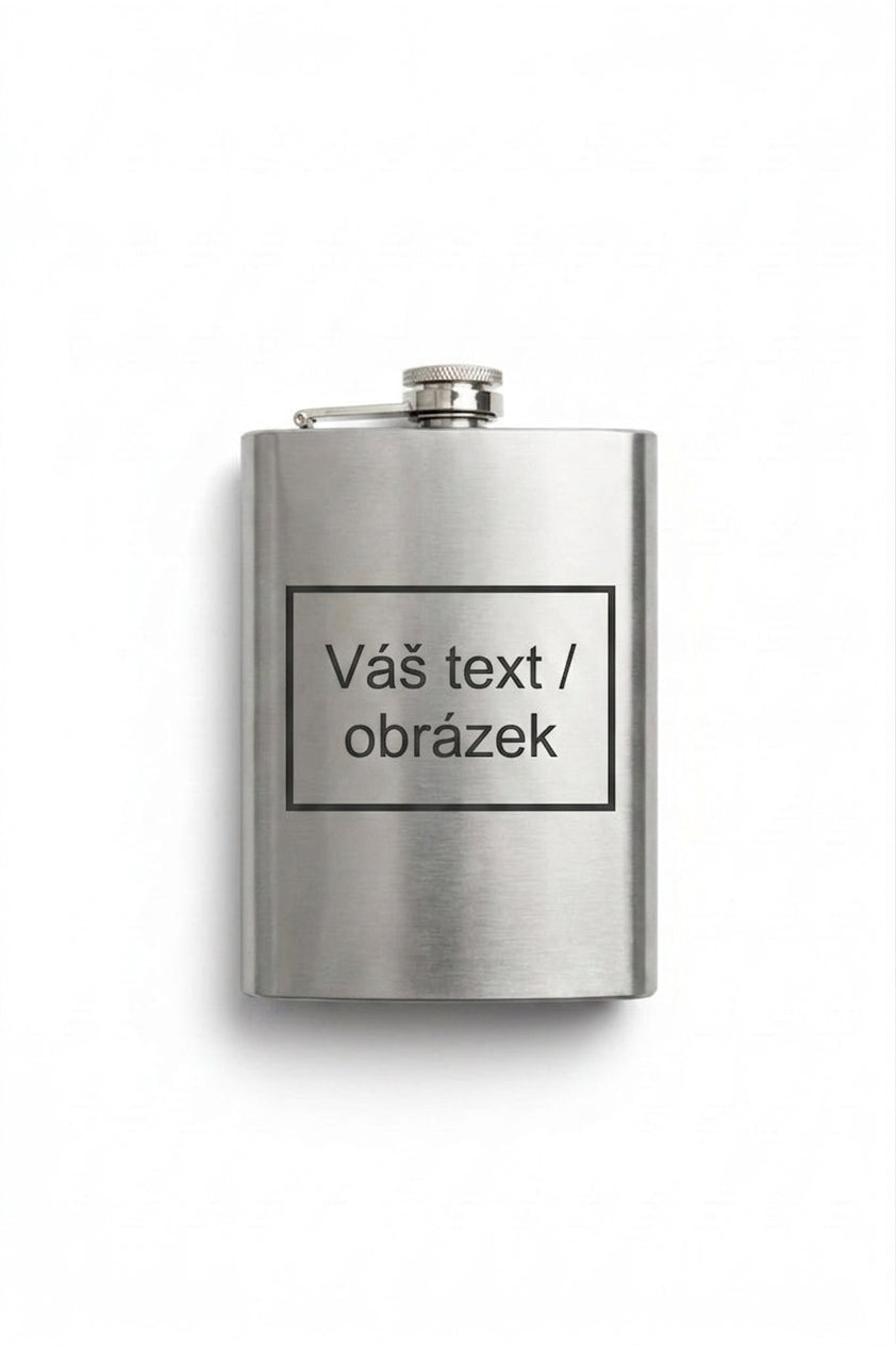Stříbrná placatka 200 ml s vlastním textem nebo obrázkem