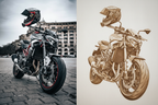 Gravírovaná fotografie motorky ve stylu skici